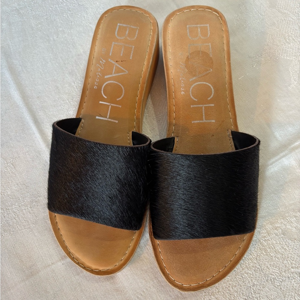 Beach by Matisse Black Leather Slide Sandals